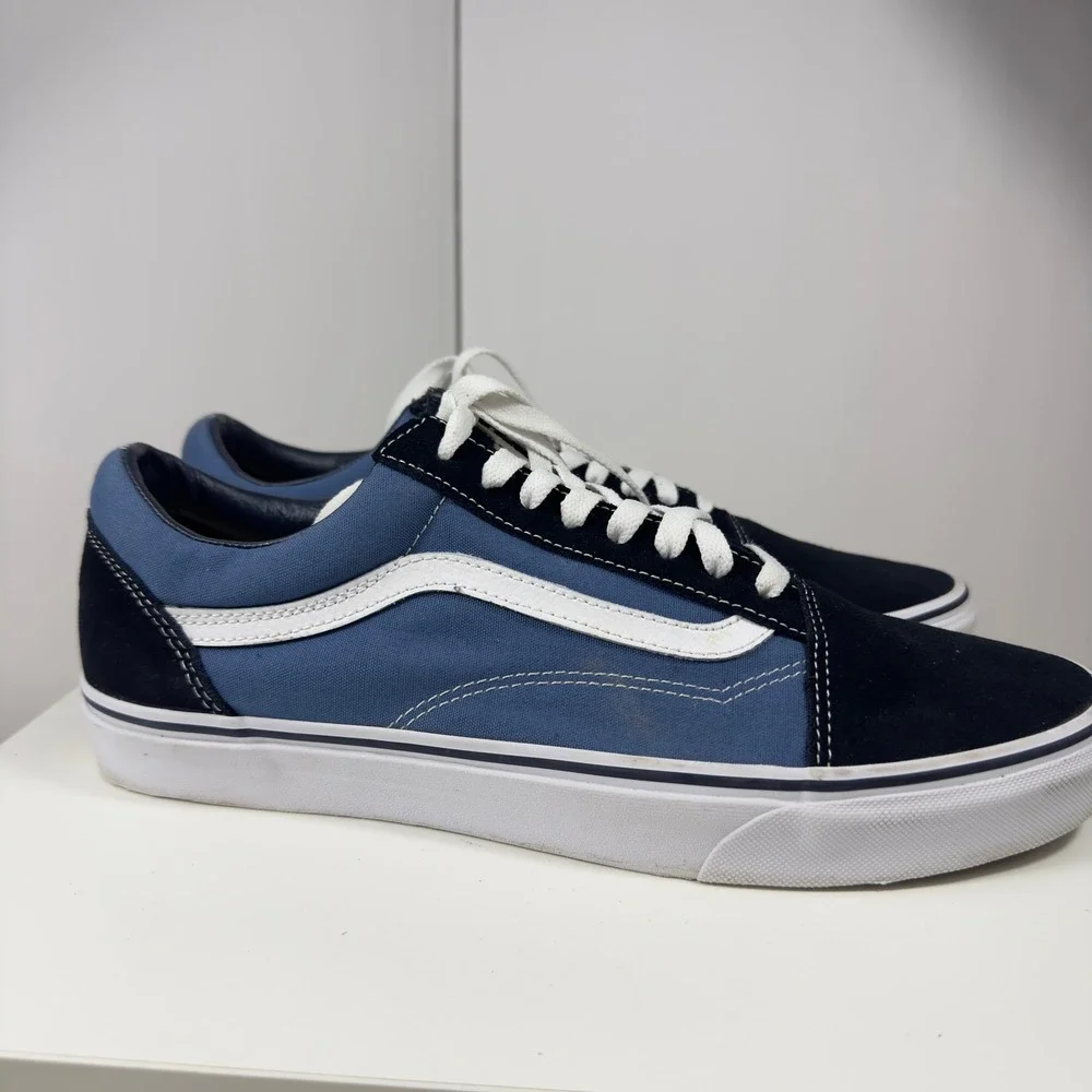 Vans Old Skool Sneakers Mens Size 12 Blue Navy Suede Canvas Low Top Skate Shoes